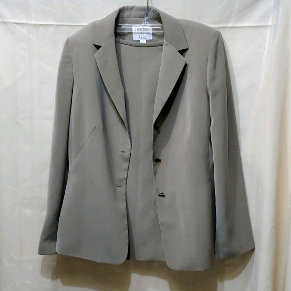 Women's Taupe Polyester Skirt Suit